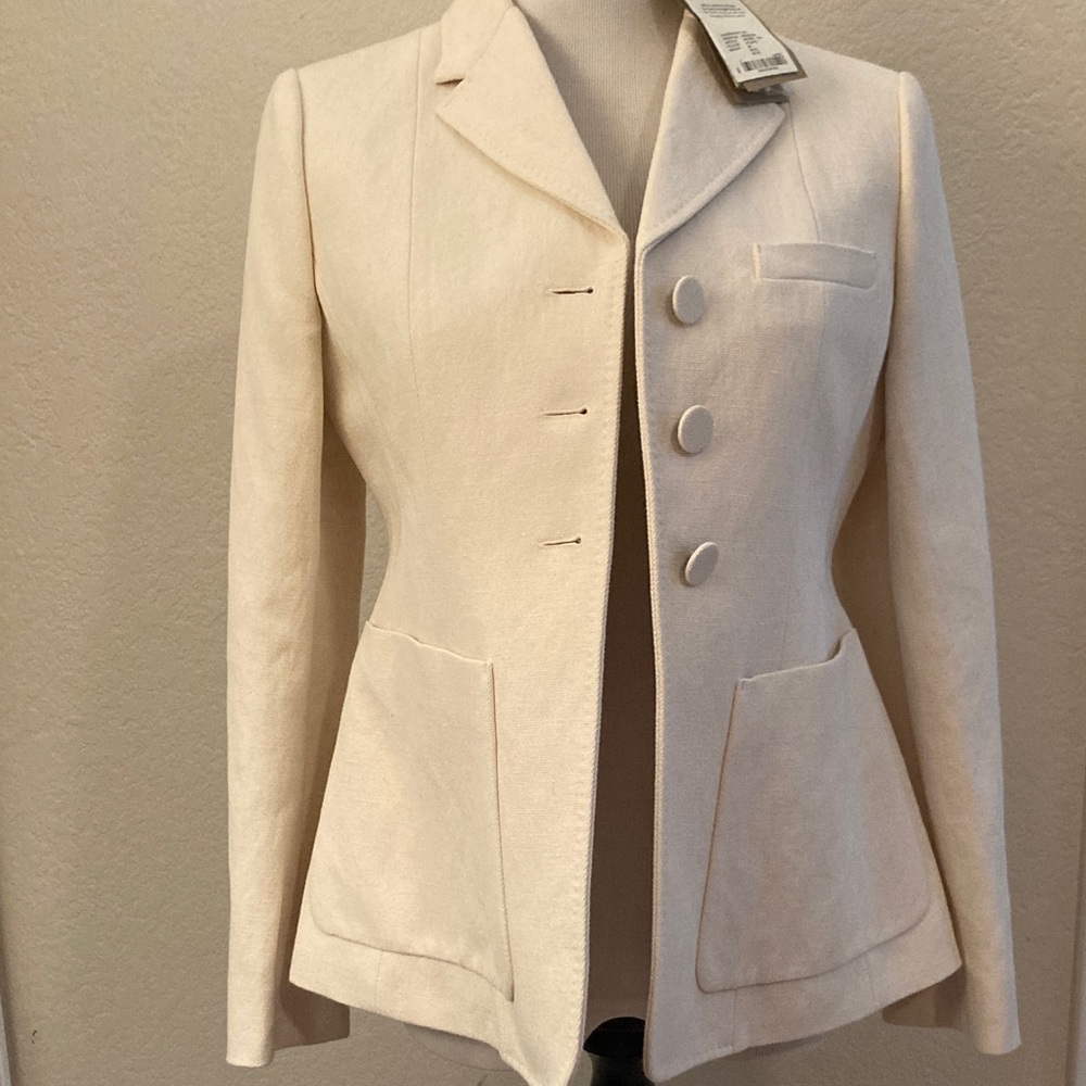 NWT Burberry Cream Women's Suit Jacket, Cotton/Linen size 6